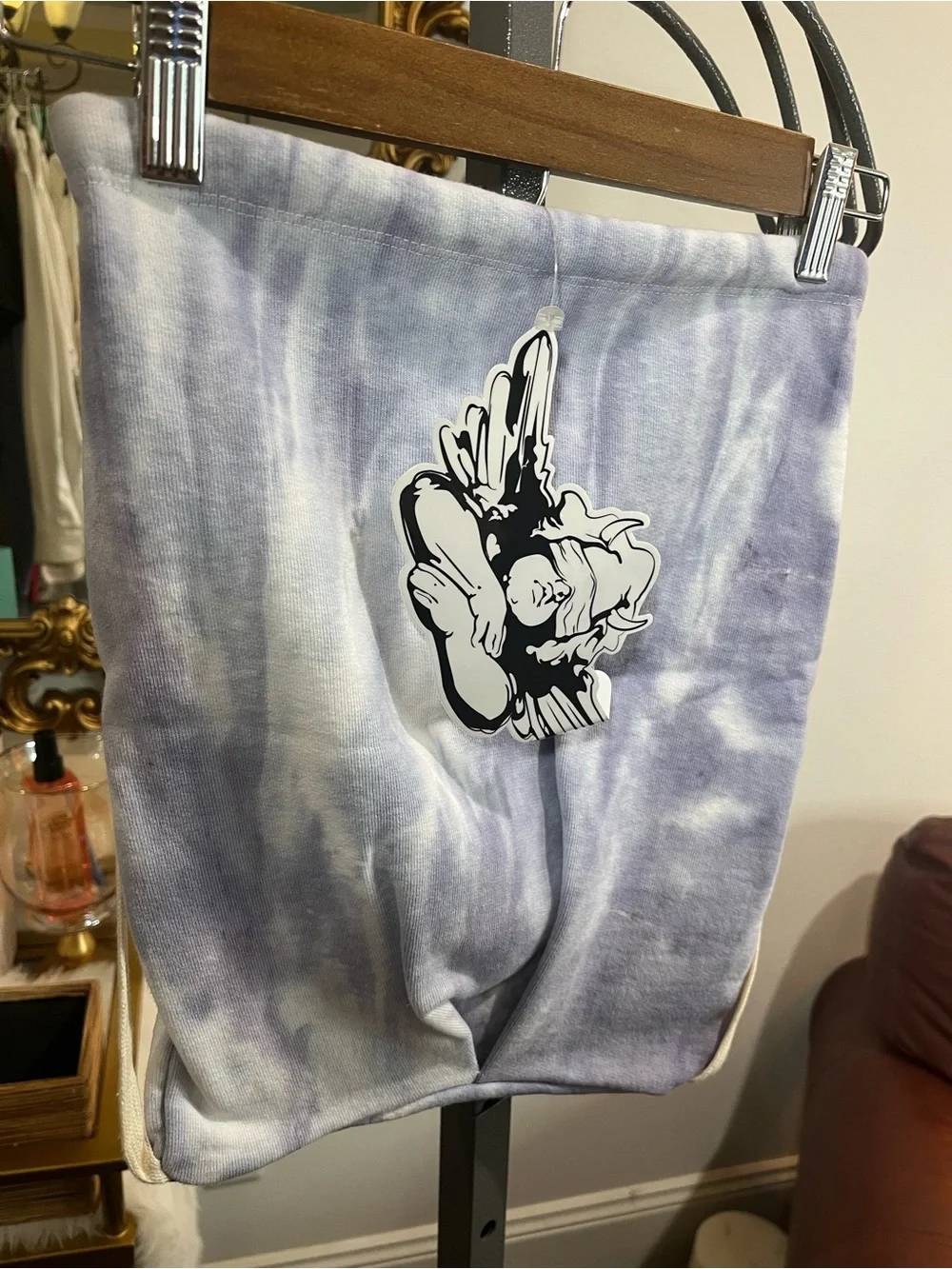 Revolve Boys Lie Tie Dye Angel Graphic Lavender White Drawstring Backpack NWT